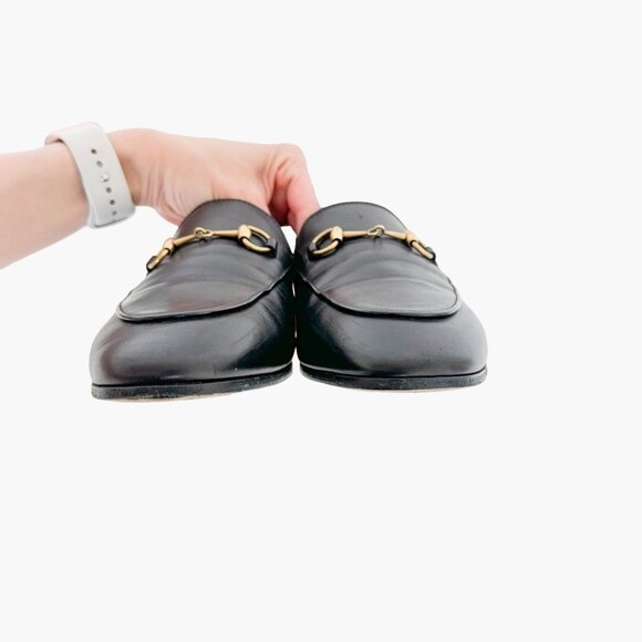 Gucci Jordaan Horsebit Loafer EU 40 US 10 Black Leather Buckle Flat Dress Shoe - Picture 5 of 16